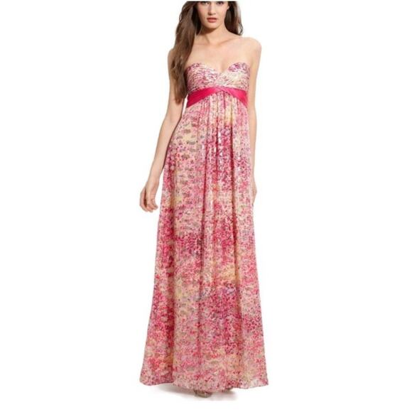 BCBGMAXAZRIA Silk Kai Begonia Strapless Maxi Pink Dress Size 2 - Picture 1 of 10